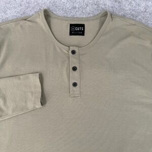 CUTS Clothing Men's Henley Shirt X-Large Green Split-Hem Performance‎ Casual